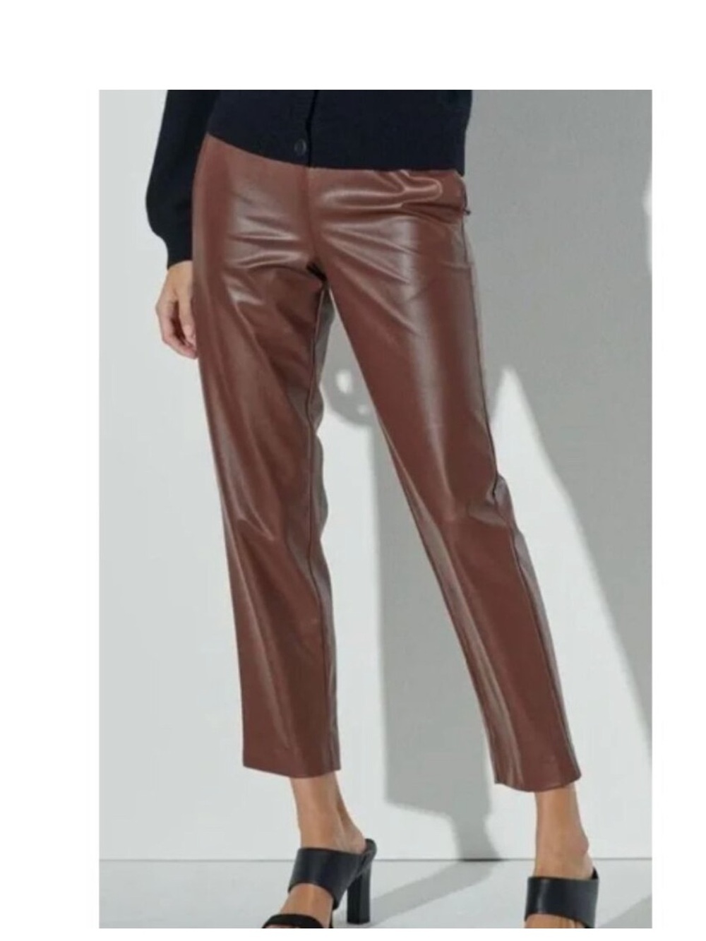 The Reset R Label Cropped Chocolate Brown Faux Leather Pants Small. Retail $158